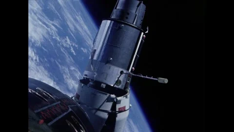 On-orbit views of Gemini 9 Augmented Target Docking Adapter (ADTA) Stock Footage 263445065