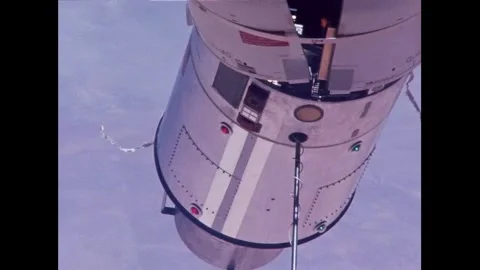 On-orbit views of Gemini 9 Augmented Target Docking Adapter (ADTA) Stock Footage 263445068