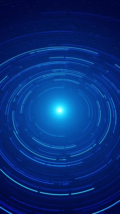 Orbital blue energy ring visual fast circular trails, central glow, star field t Stock Footage 340570074