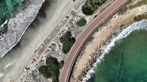 Orbital Drone Flight Over Capo Testa Coastal Path in Sardegna Stock Footage 332234965