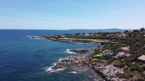 Orbital Drone Shot Of Bonne Eau Cove In Les Issambres France Stock Footage 336852402