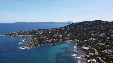 Orbital Drone Shot Of Bonne Eau Cove In Les Issambres, France Video stock 336856882