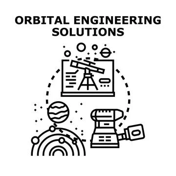 Orbital engineering solutions conceptualizing space technology development Stockillustratie