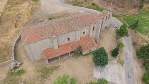 Orbital flight with drone in a sanctuary from the middle ages in Avila Spain Stock-Footage 293236842