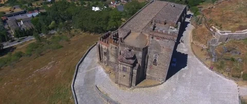 Orbital flight over Castillo de Aracena Stock Footage 143643008