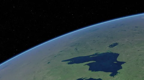 Orbital flyover of the Great Lakes (cloudless) Stock Footage 49941713