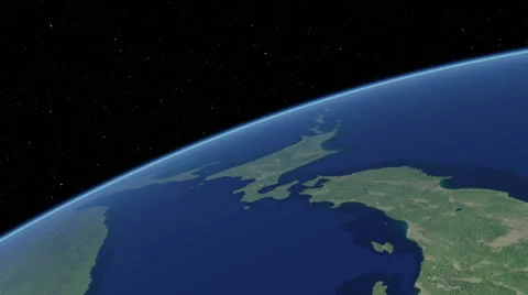 Orbital flyover of Japan (cloudless) Video stock 49381859