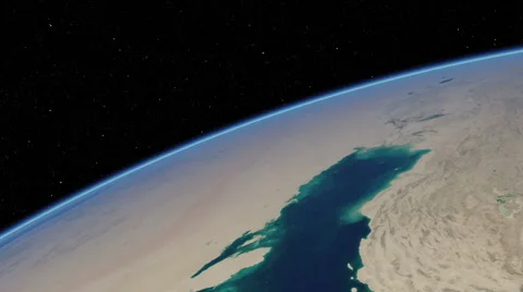 Orbital flyover of the Persian Gulf (cloudless) Stock Footage 49128429