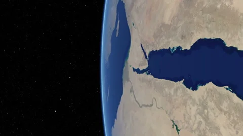 Orbital flyover of the Red Sea with camera tilted 90 degrees (cloudless) Stock-Footage 49870871