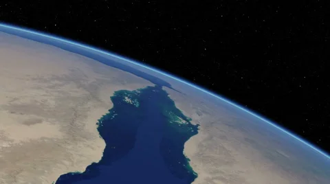 Orbital flyover of the Red Sea (cloudless) Stock Footage 49133227