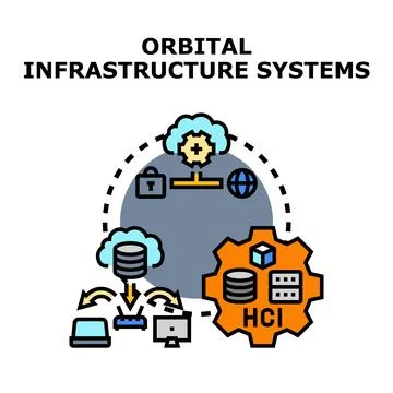 Orbital infrastructure systems diagramming data management 스톡 일러스트