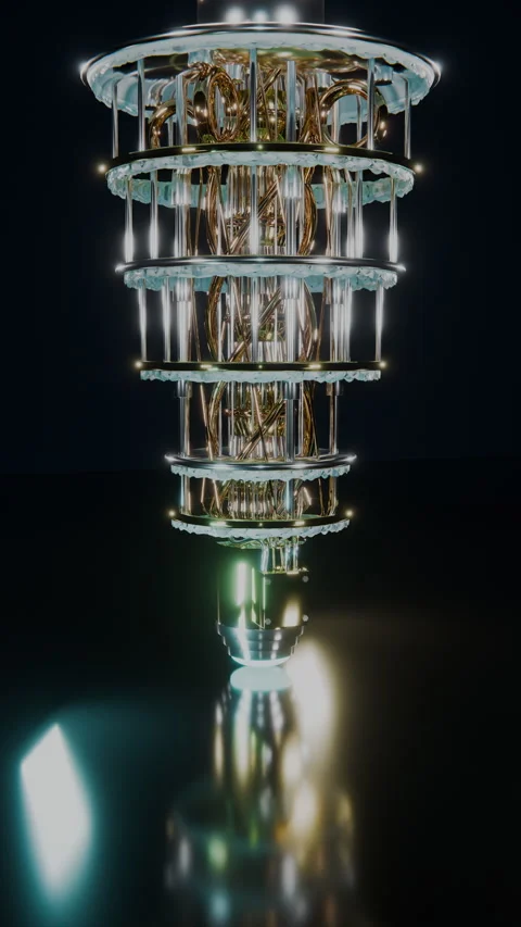 Orbital Journey Around Quantum Supercomputer, Vertical 9:16 4K Vídeos de archivo 345541002