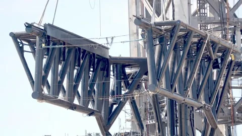 Orbital launch integration tower and catch arms at SpaceX Starbase, Texas Stock Footage 163561892