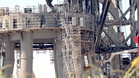 Orbital launch integration tower and catch arms at Starbase, TX Stock Footage 163561948