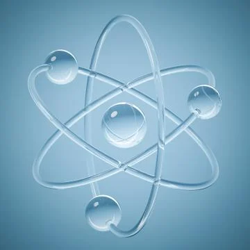 Orbital model of atom - physics 3D illustration Stock-Illustration