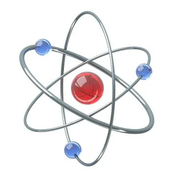 Orbital model of atom - physics 3D illustration Stock-Illustration