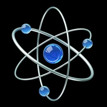Orbital model of atom - physics 3D illustration Stock Illustration
