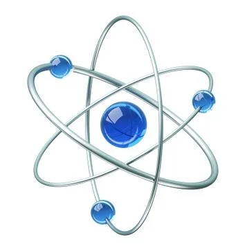 Orbital model of atom - physics 3D illustration Stock Illustration