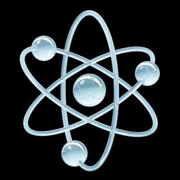 Orbital model of atom - physics 3D illustration Stock Illustration