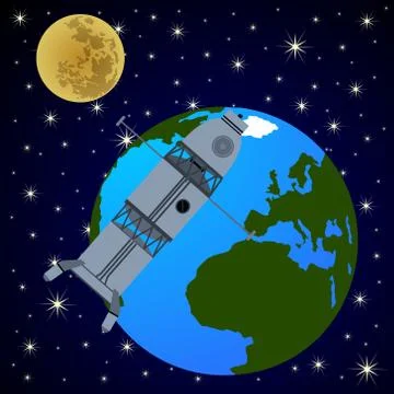 Orbital satellite station Stock Illustration