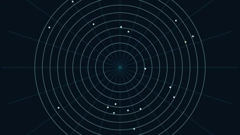 Orbital Signal Pathways and Rotating Data Matrix Stock Footage 339874137
