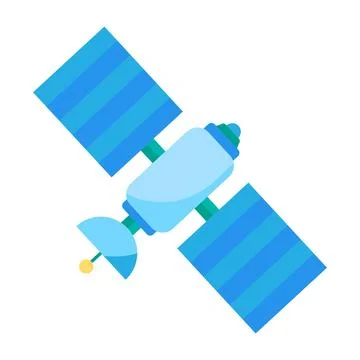 Orbital space satellite solar panel communication interface flat icon Illustrazione stock