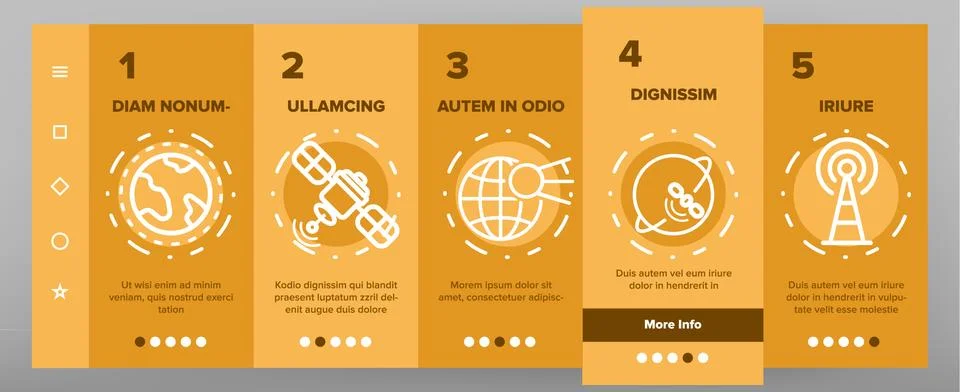 Orbital Sputnik Linear Vector Onboarding Stock Illustration