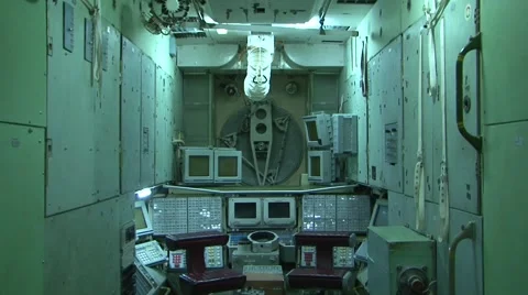 Orbital Station  Mir Interior Stockbeeldmateriaal 1104448