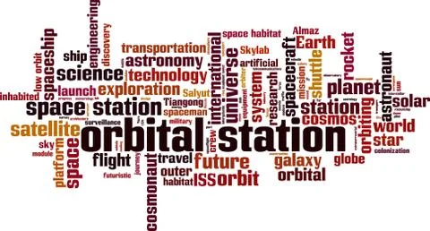 Orbital station word cloud Stock Illustration