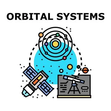 Orbital systems exploring space cosmic universe concept Stock Illustration