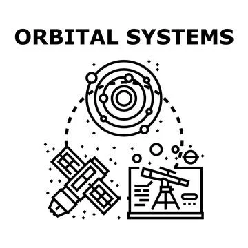 Orbital systems exploring space cosmic universe concept Stock Illustration