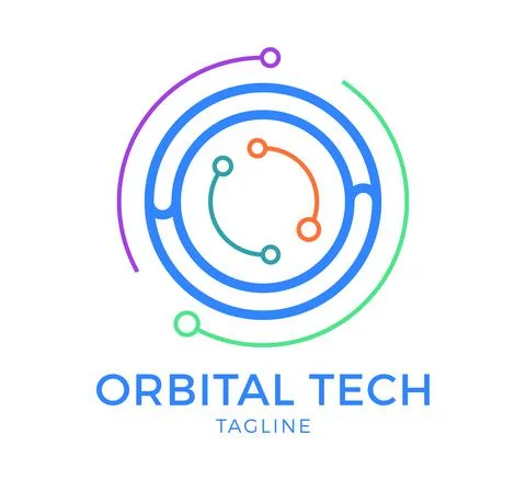 Orbital tech vector logo template design Illustrazione stock
