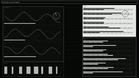 Orbital Trajectory Data HUD Seamless Loop Stock Footage 342285554