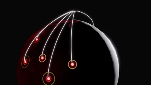 Orbital trajectory of a multiple intercontinental ballistic missile (MIRV) Vídeos de archivo 333652815