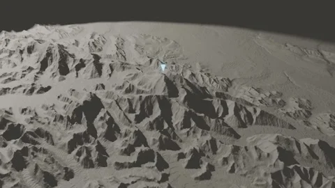 Orbital View of Denali (Mount McKinley) Topographic Elevation Map Stock Footage 339065218