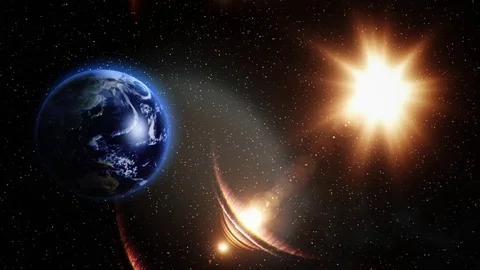 Orbiting 3d Earth animation in space Stock Footage 72128652