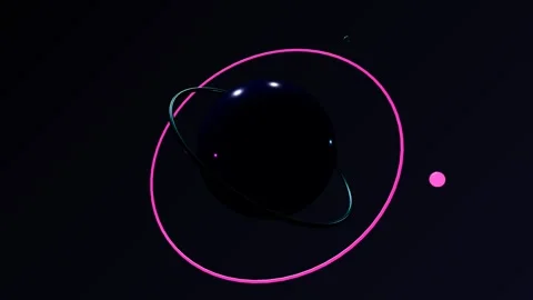 Orbiting Abstract Planet with Glowing Ring for Tech Background Advertising Video stock 335734822