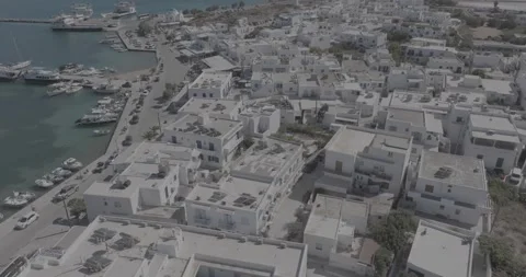 Orbiting Antiparos, Greece - Establishing Pan, Tilt, and Push-In Perspectives Stock Footage 254106090