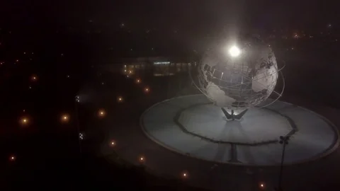 Orbiting around the Flushing Meadows Globe Stock Footage 74777629