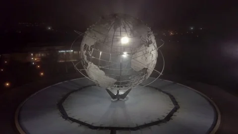 Orbiting around the Flushing Meadows Globe Stock Footage 74777698