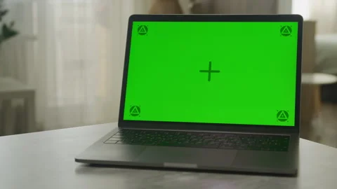 Orbiting Around Green Screen Laptop with... | Stock Video | Pond5