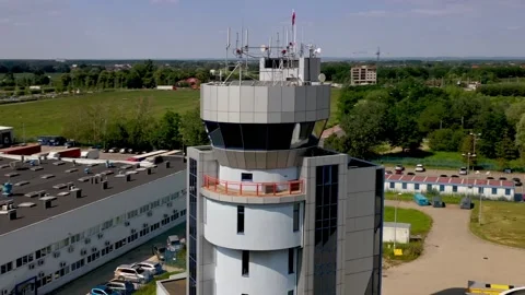 Orbiting around modern TWR Tower building. Footage taken from the drone Stock-Footage 134659931