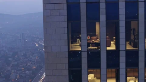 Orbiting Around Skyscraper Aerial View 4 Stock Footage 256160342