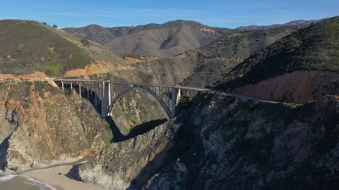 Orbiting the Bixby Bridge Stock Footage 112842578
