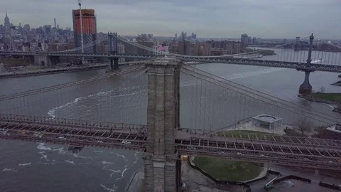 Orbiting Brooklyn Bridge Stock Footage 74864583