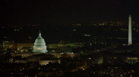 Orbiting Capitol Hill, Washington Monument and Lincoln Memorial in rear. Shot in Stock Footage 59197558