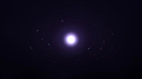 Orbiting colorful light particles around a central glow Stock Footage 340333636