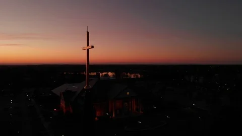 Orbiting a cross during sunrise Stock Footage 87526688