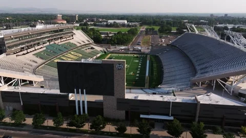 Orbiting Drone Shot Above Canvas Stadium, Home to Colorado State University Stock Footage 345523162