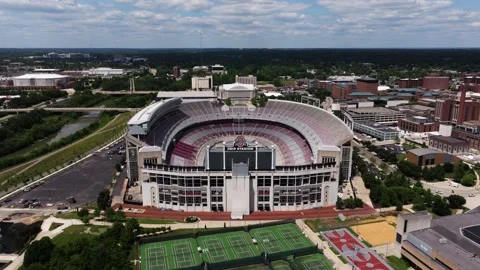 Orbiting Drone Shot Above Ohio Stadium at Ohio State University Stock Footage 341120164